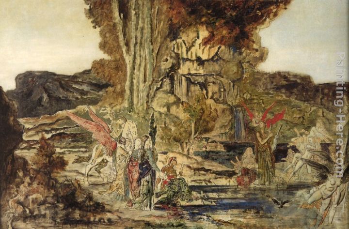 The Pierides painting - Gustave Moreau The Pierides art painting